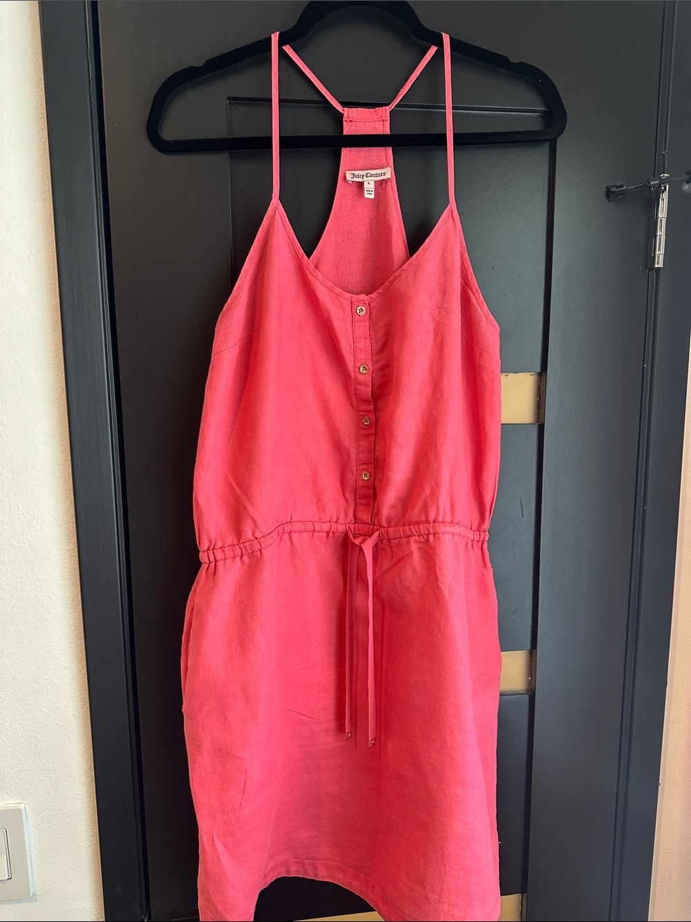 Juicy Couture Hot Pink Button-Front Drawstring Sundress